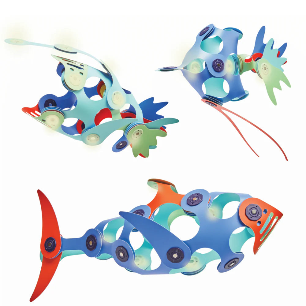 Colorful toy fish with a white background