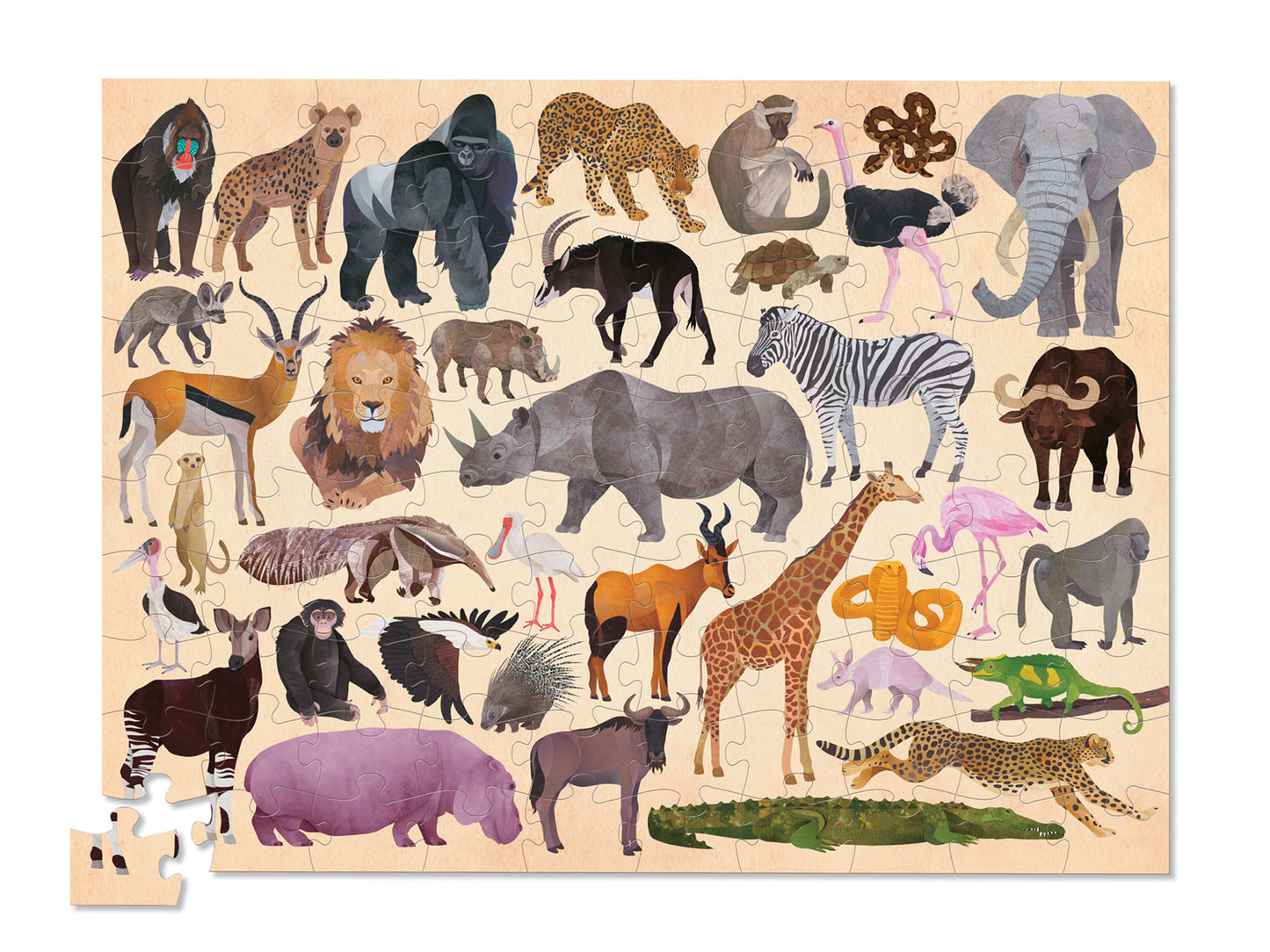 Crocodile Creek - 36 Animal Puzzle 100 pc - Wild Animals