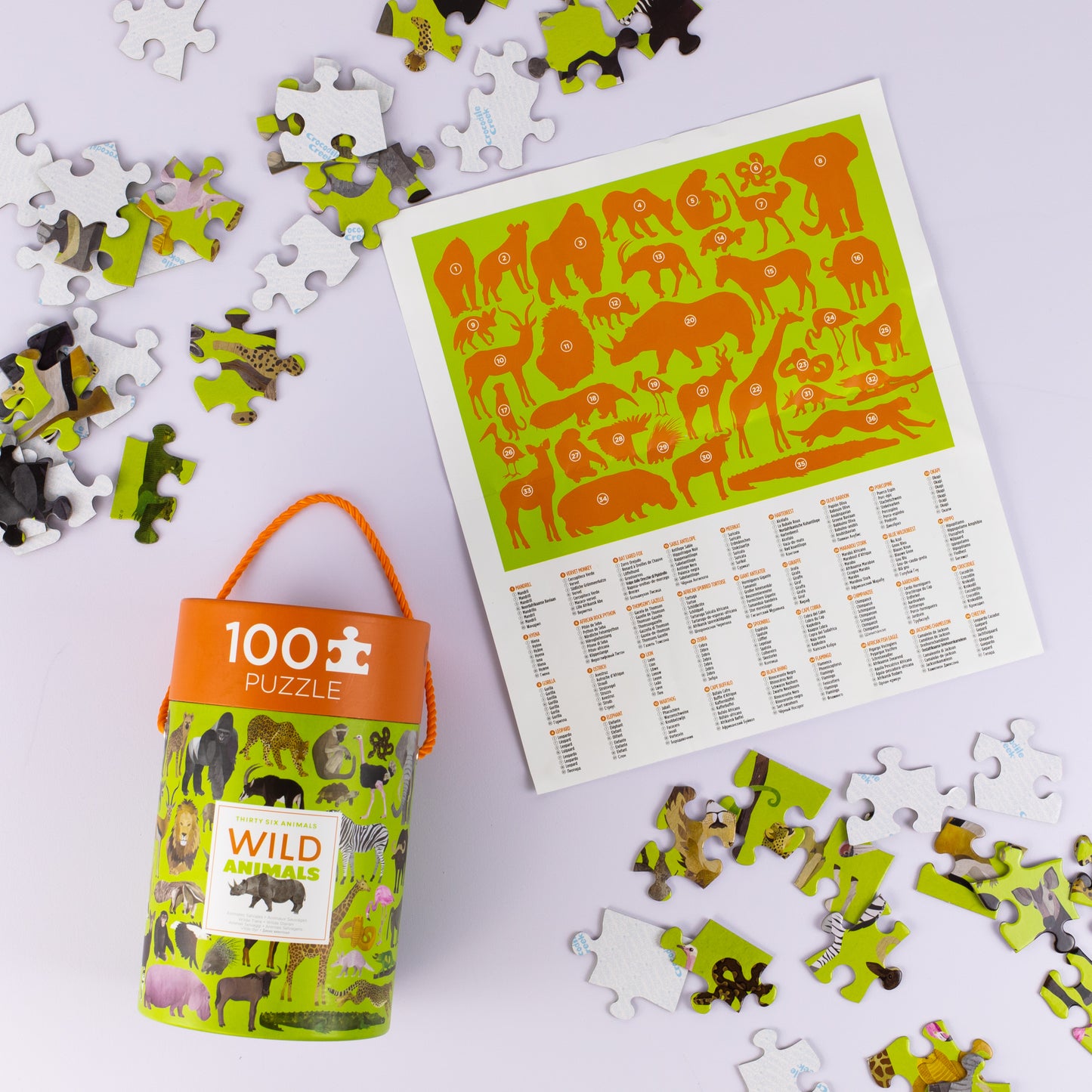 Crocodile Creek - 36 Animal Puzzle 100 pc - Wild Animals
