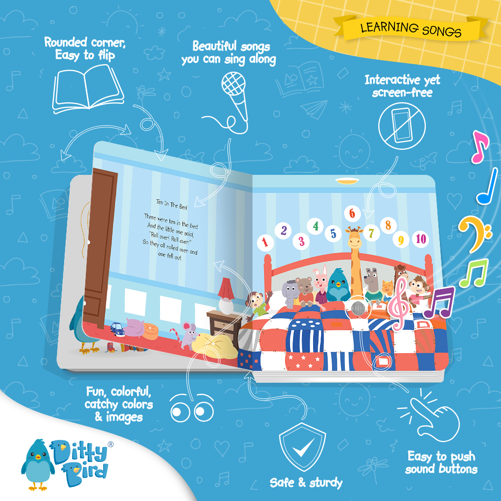 Inside page of Ditty Bird - Learning Songs Board Book