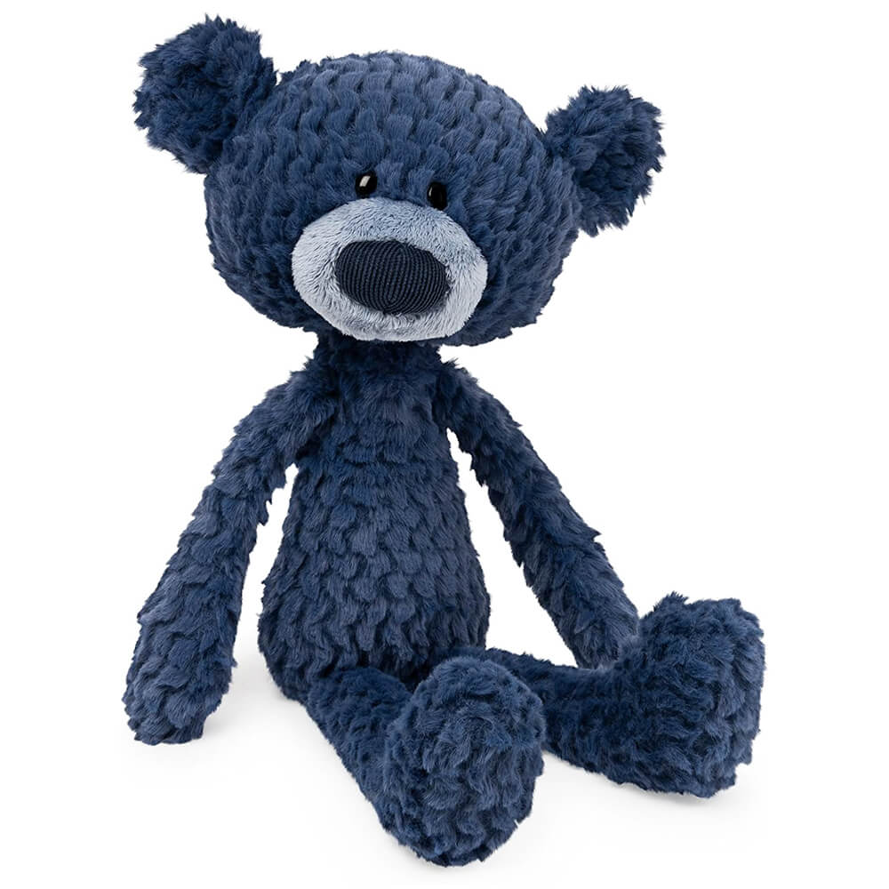 Blue teddy bear on a white background