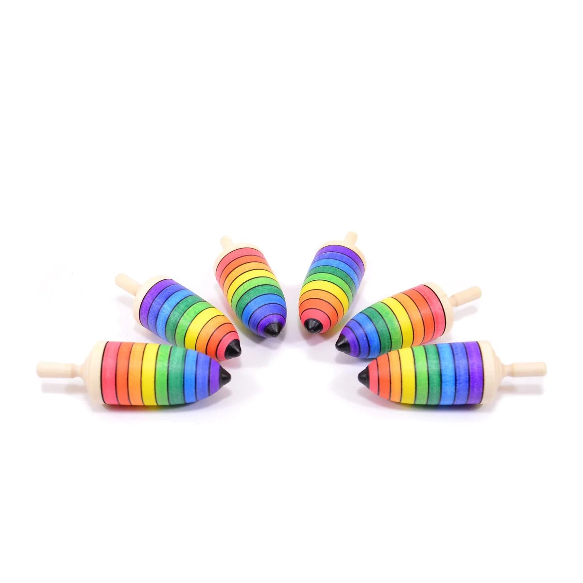 Set of colorful wooden toys on a white background