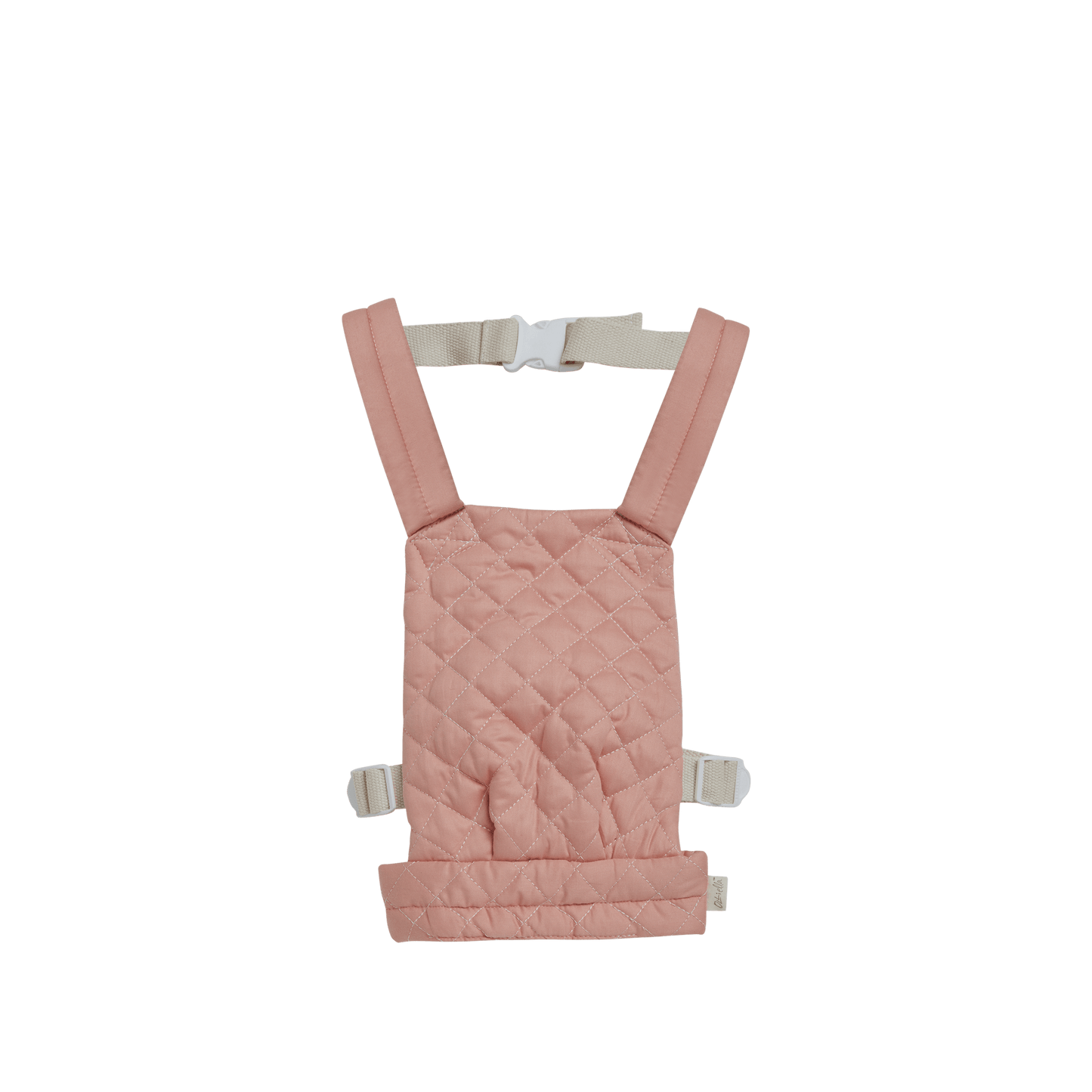 Pink baby carrier with straps on a white background