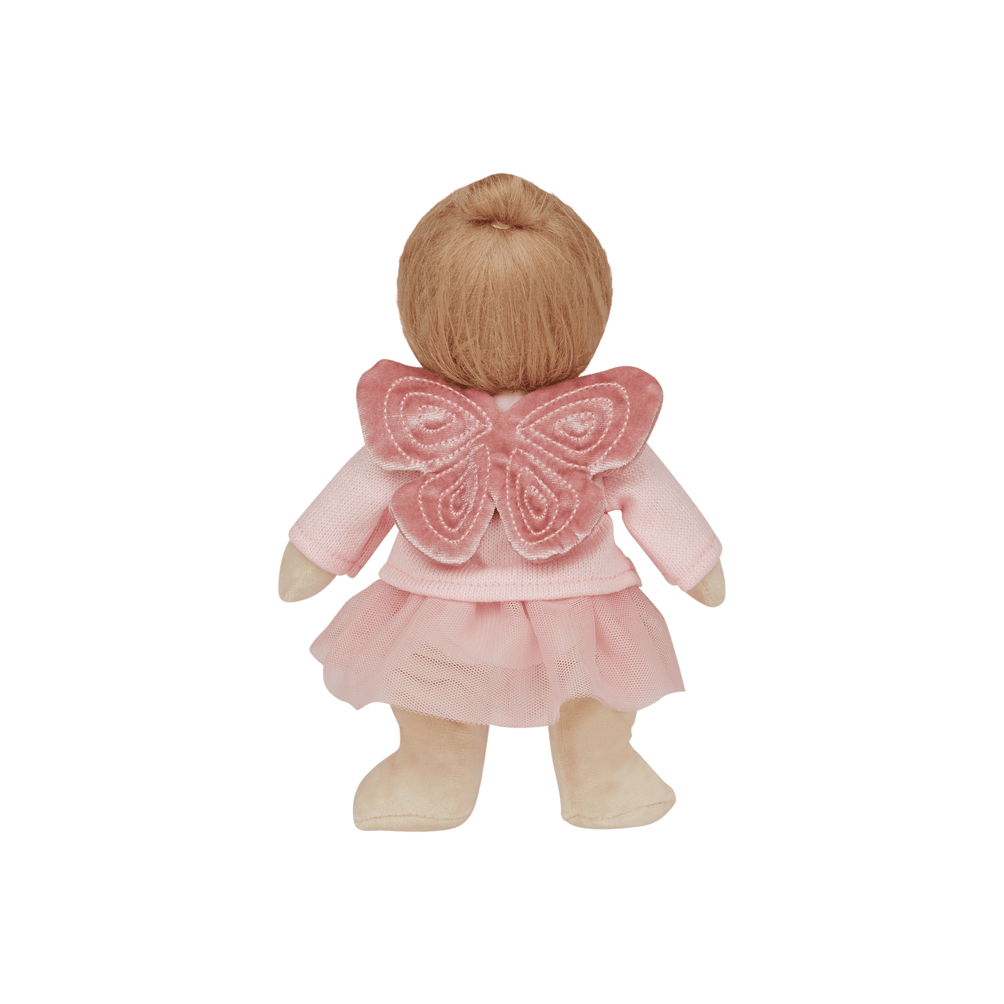 Doll with pink outfit and butterfly wings on a transparent background