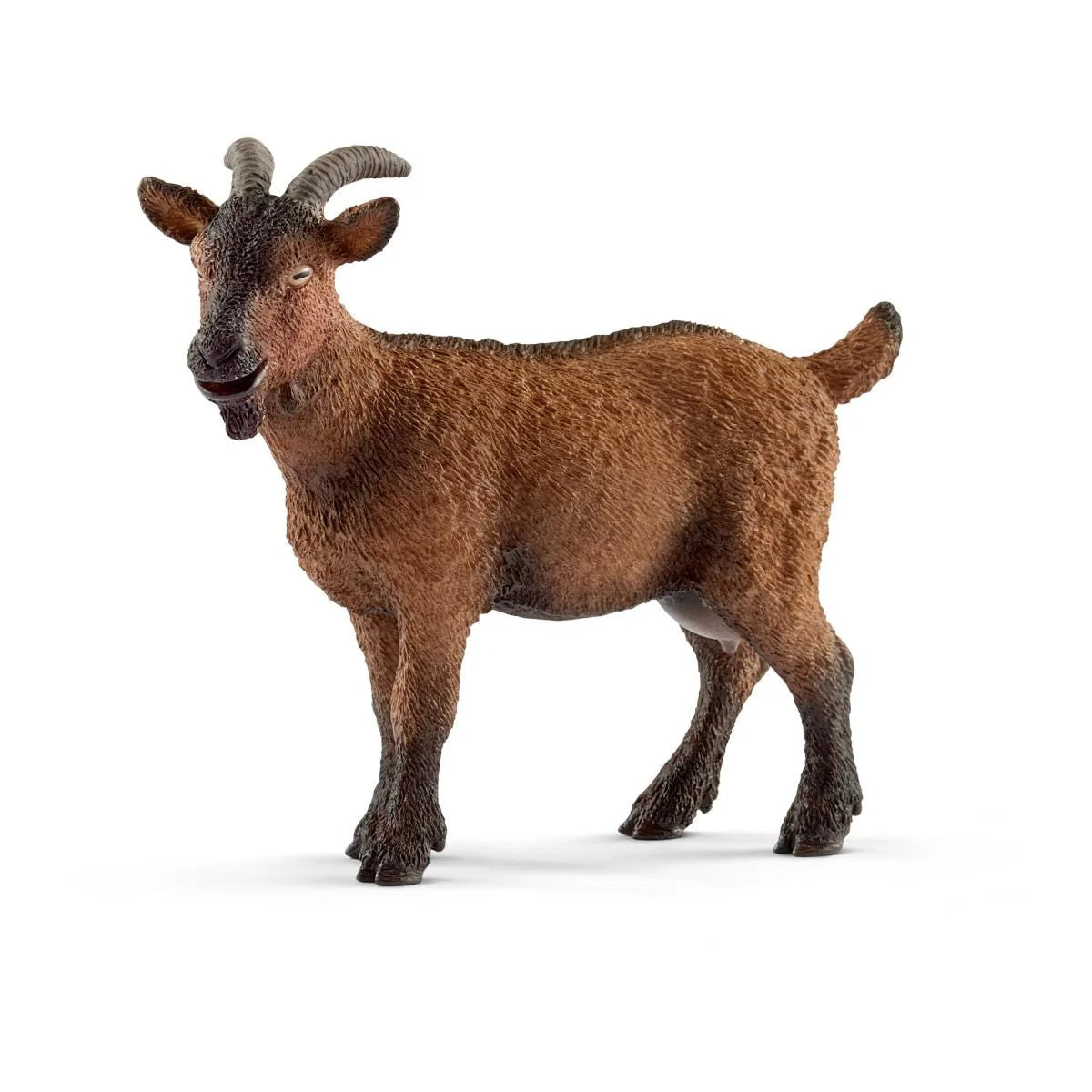 Brown goat figurine on a white background