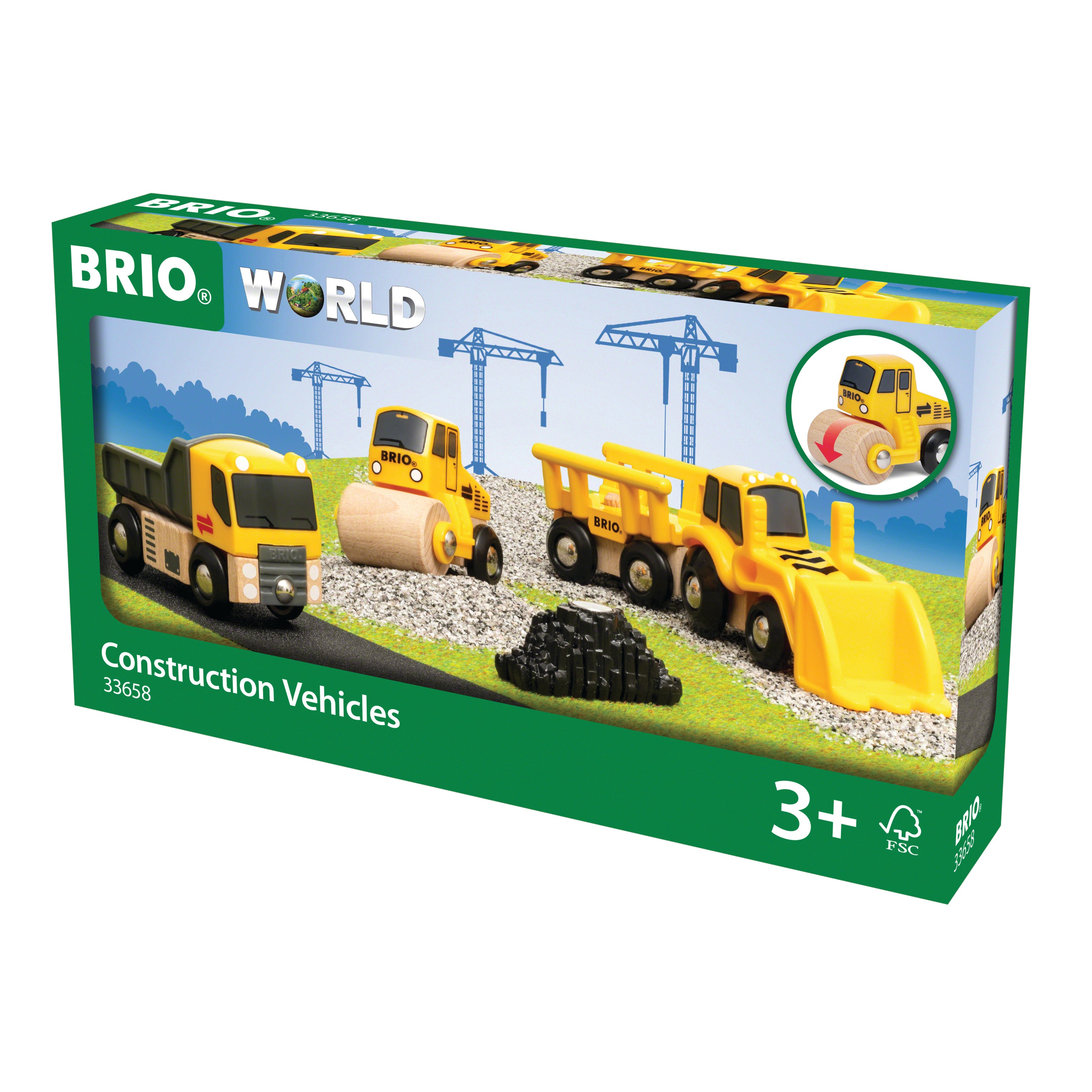 BRIO World construction vehicles toy set packaging on a white background