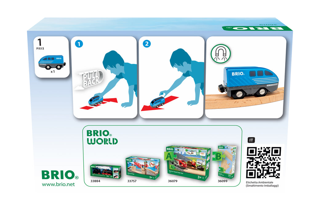 BRIO World toy packaging with instructions and product images on a white background