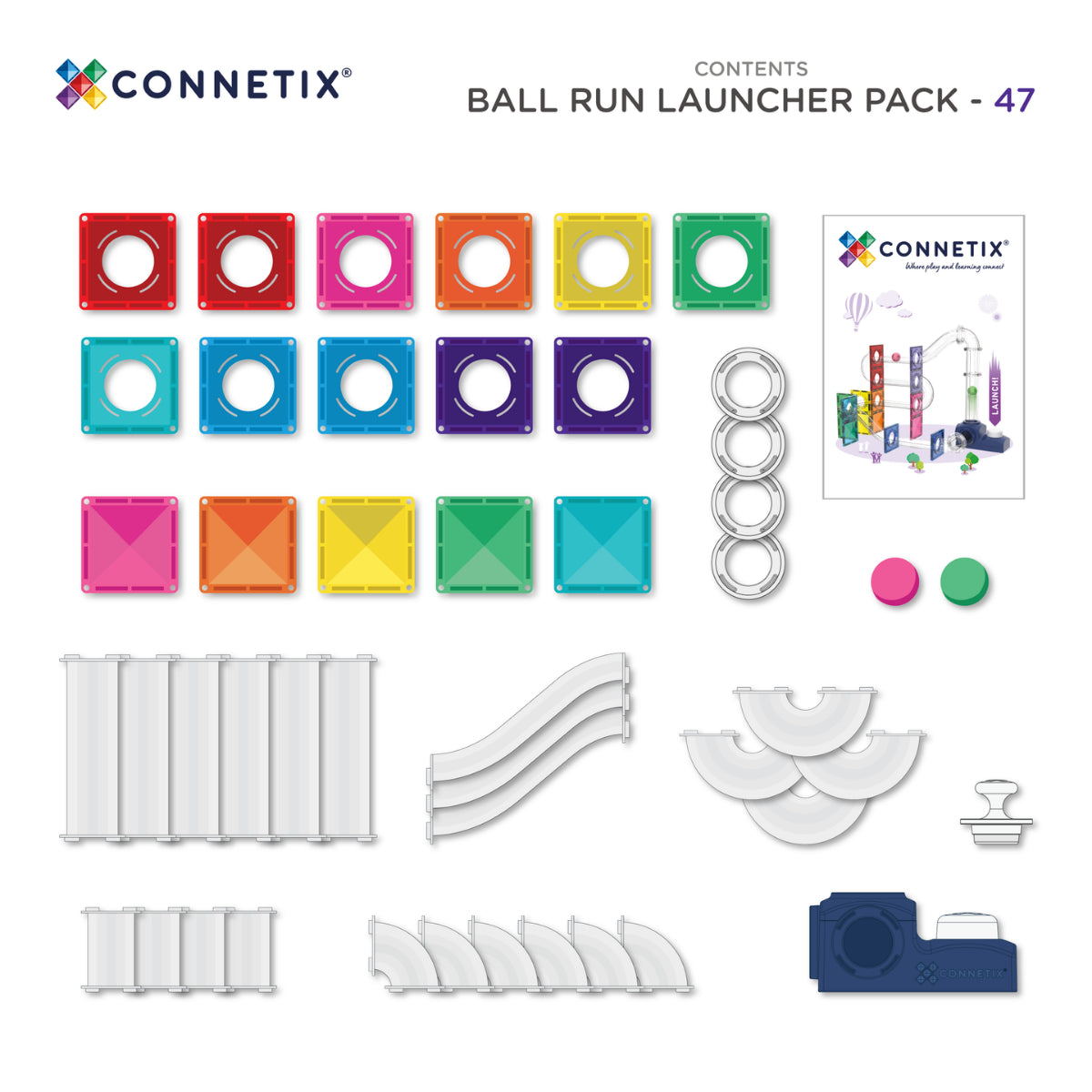 CONNETIX | Ball Run Launcher Pack (47pc) contents