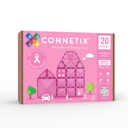 Connetix magnetic tiles pink pack on a white background