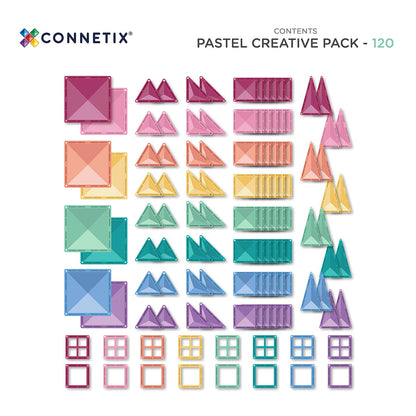 Pastel colored geometric shapes packaging with Connetix branding