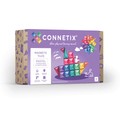 Connetix magnetic tiles packaging with colorful geometric shapes on a white background