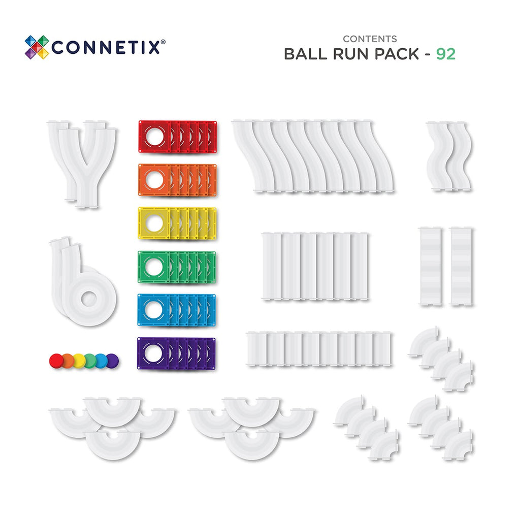 Connetix Ball Run Pack components on a white background