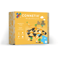 Connetix magnetic tiles packaging with a map design on a white background