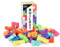 Colorful building blocks with a 'BUILDZ!' box on a white background