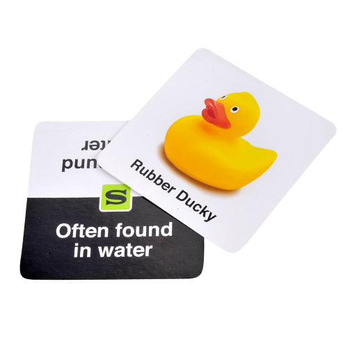 Two cards with a rubber duck illustration and text on a white background