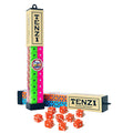 Tenzi dice game set with colorful dice and packaging on a white background