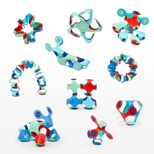 Colorful fidget spinner toys on a white background