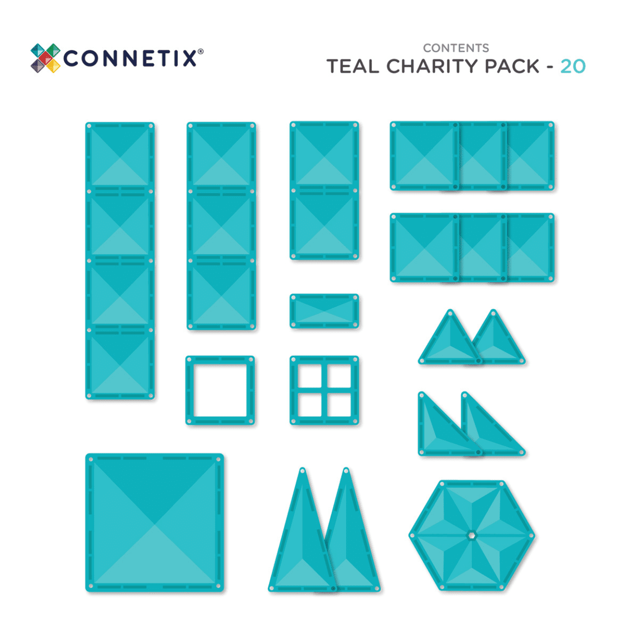 Teal geometric shapes with Connetix branding on a white background