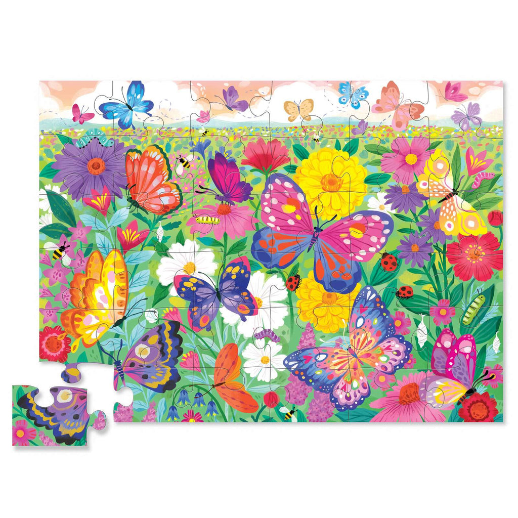 Classic Floor Puzzle (36pc) - Butterfly Garden (Foil Stamped)