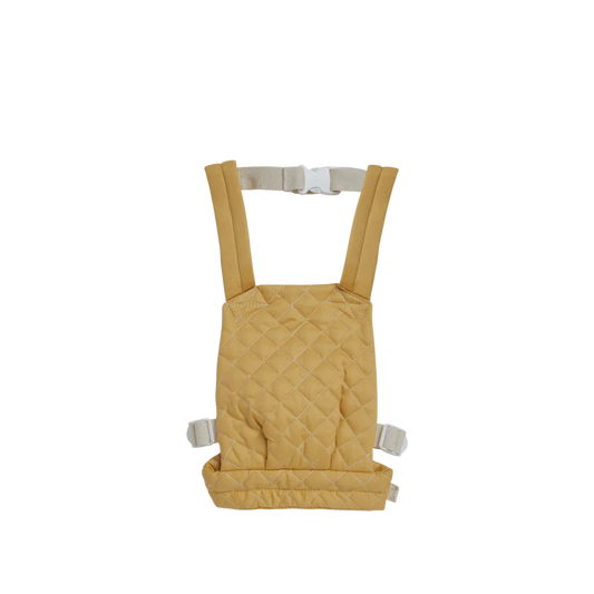 Yellow baby carrier with straps on a white background