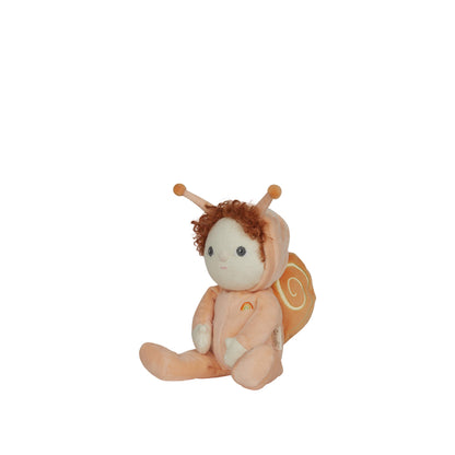 Plush toy in a butterfly costume on a white background