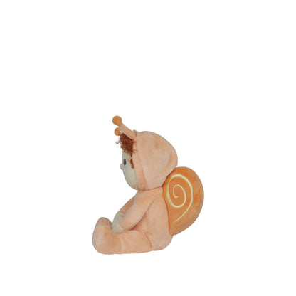 Plush toy snail on a white background