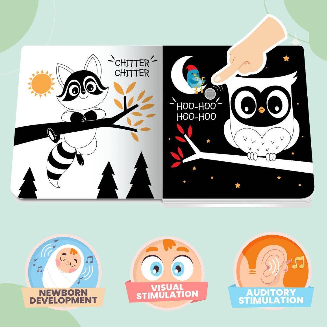 Inside page of Ditty Bird - Black & White Animals Board Book