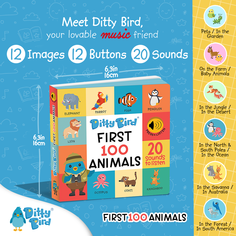 Ditty Bird - First 100 Animals Board Book