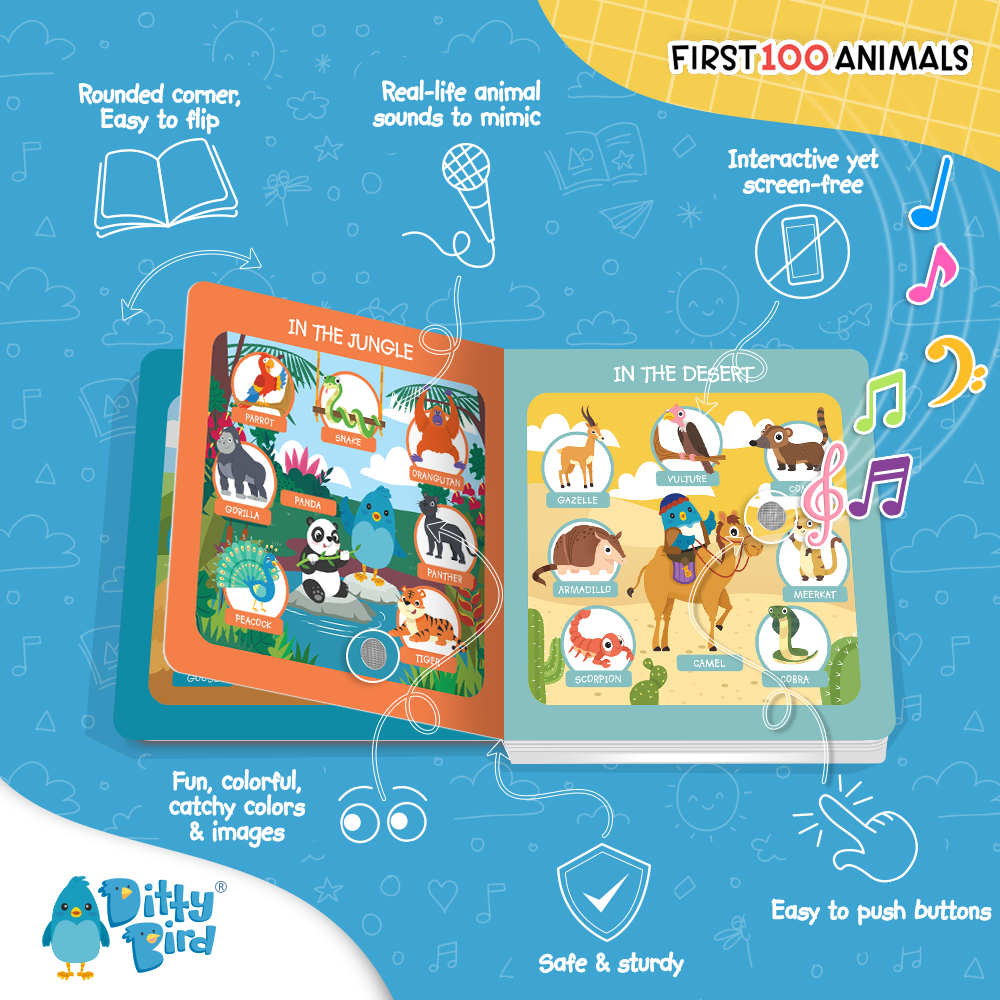 Inside page of Ditty Bird - First 100 Animals Board Book
