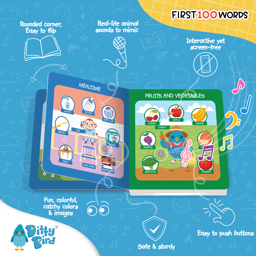 Inside page of Ditty Bird - First 100 Words Board Book