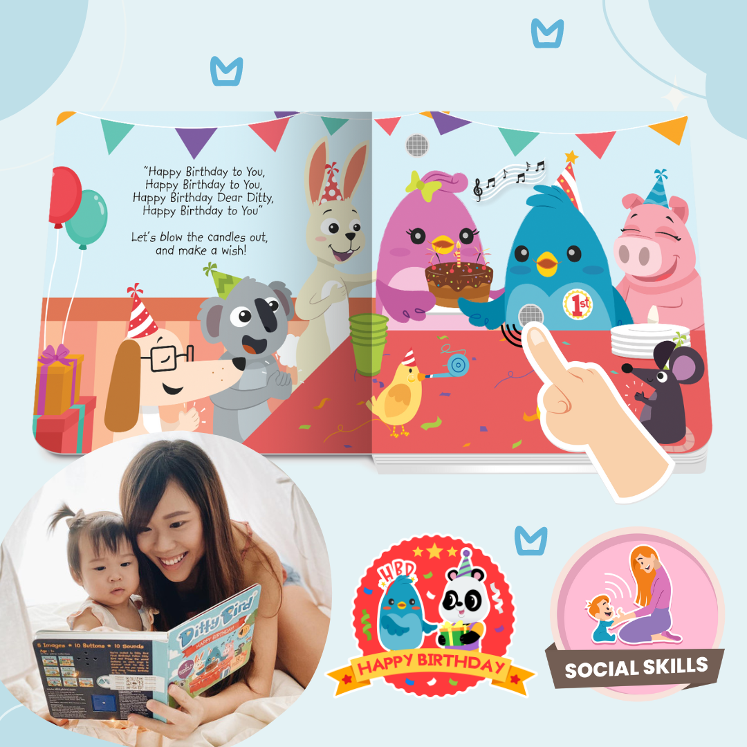 Inside page of Ditty Bird - Happy Birthday! Board Book