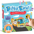 Ditty Bird children's songs book with a hand pressing a button on the cover