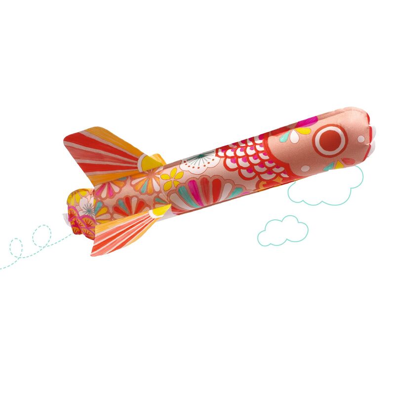 Colorful kite with floral design on a white background