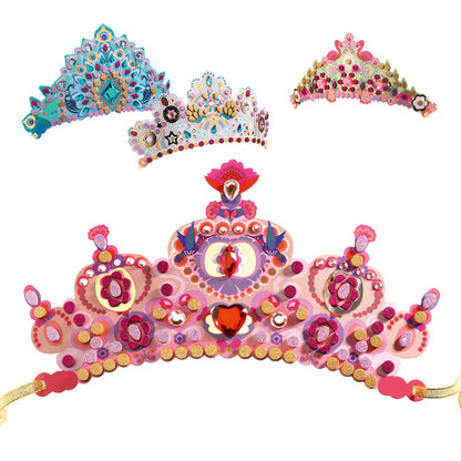 Four mosaic tiara's on a white background.