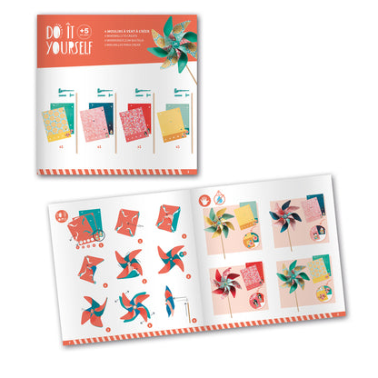 Instructions for creating windmills on a white background. 