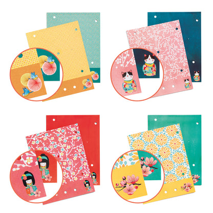 Windmill template in different colours on white background.