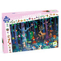 Puzzle box with forest design and colorful illustrations on a white background