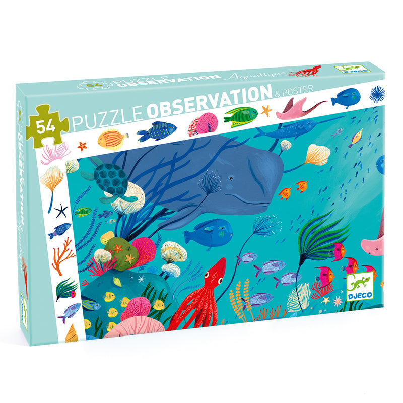 Puzzle box with underwater scene design featuring various sea creatures.