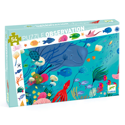 Puzzle box with underwater scene design featuring various sea creatures.