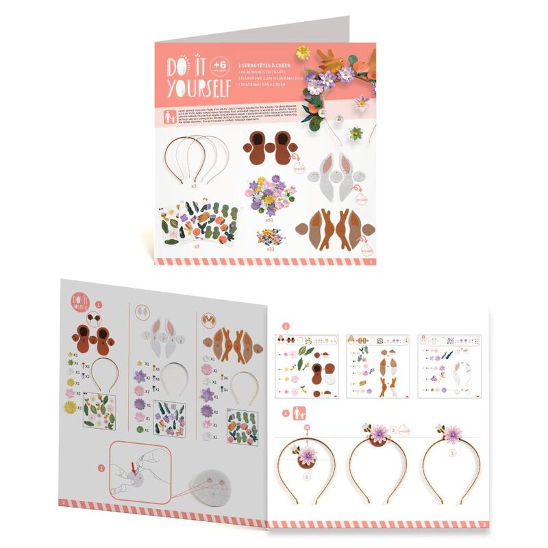 Sticker sheets with decorative elements and headbands on a white background