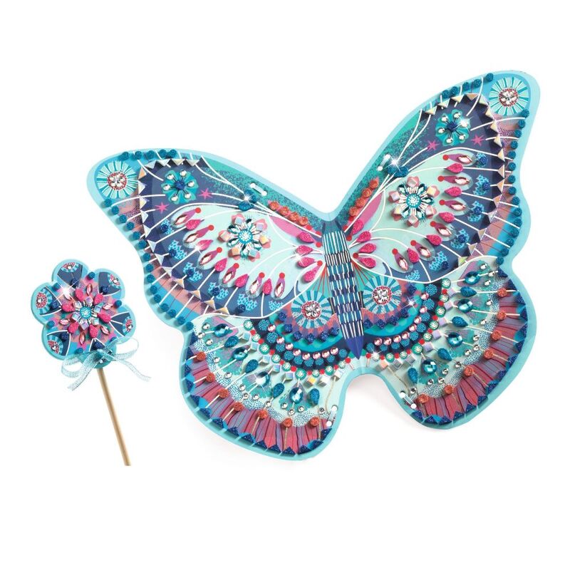 Decorative butterfly with floral design on a white background