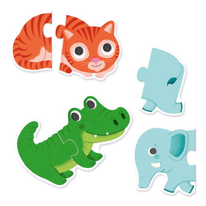 Set of colorful animal-shaped stickers on a white background
