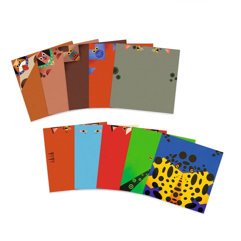 Set of colorful patterned folders on a white background