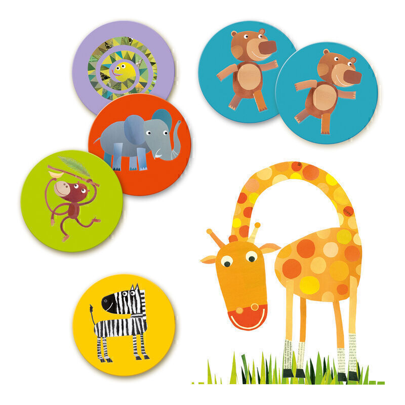 Colorful animal stickers with a giraffe on a white background