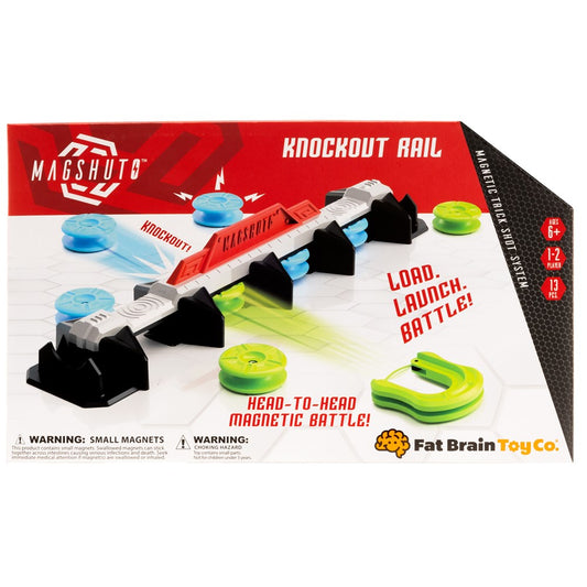 Magshuto Knockout Rail toy set packaging with branding and product details.