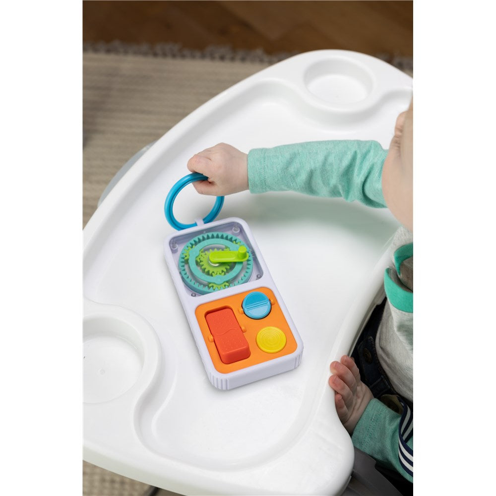 Child in highchair playing with Fat Brain Toys - PlayTab Go