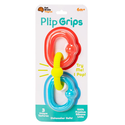 Packaged 'Flip Grips' toy with colorful links on a white background