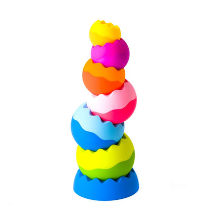 Colorful stackable toy on a white background
