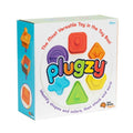 Box of Plugzy toy with colorful shapes and branding on a white background
