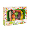 Toy fruit and vegetable set in a colorful box packaging